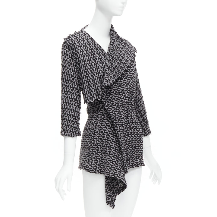 YOHJI YAMAMOTO 80s Vintage grey wool asymmetric shawl wrap cardigan M