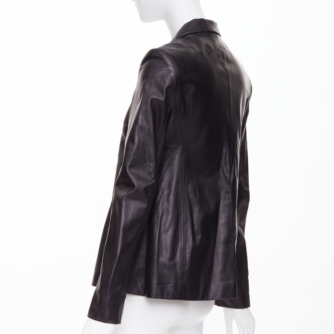 THE ROW black lambskin concealed snap minimalist black jacket blazer US2 S
