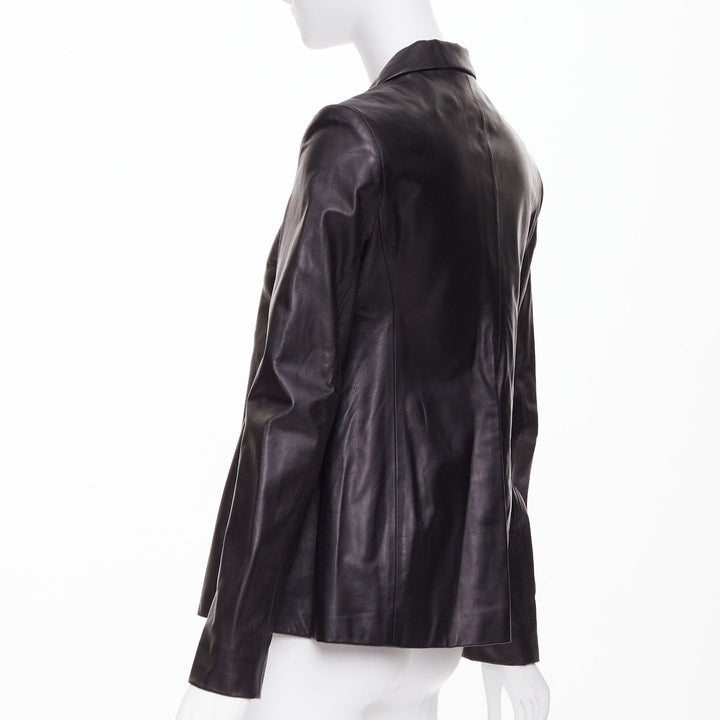 THE ROW black lambskin concealed snap minimalist black jacket blazer US2 S
