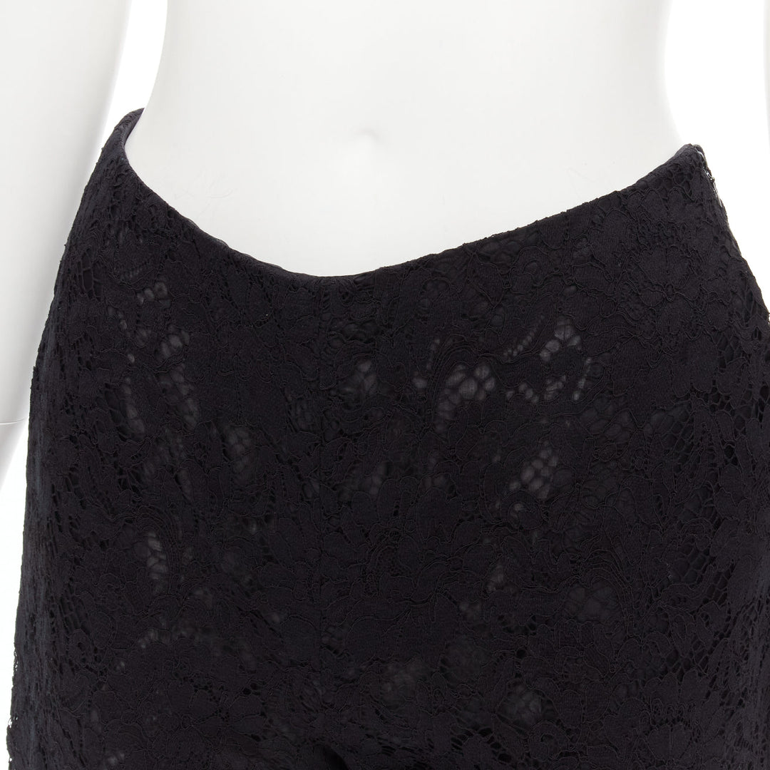 VALENTINO black floral lace knee length culotte shorts IT38 XS