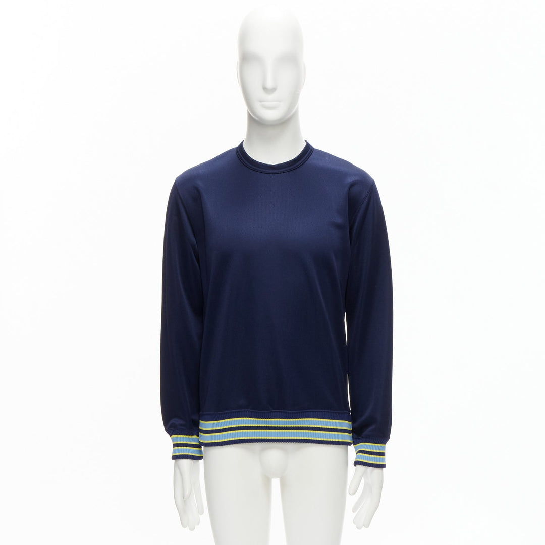 COMME DES GARCONS Homme Deux 2018 yellow rib navy football jersey sweatshirt M