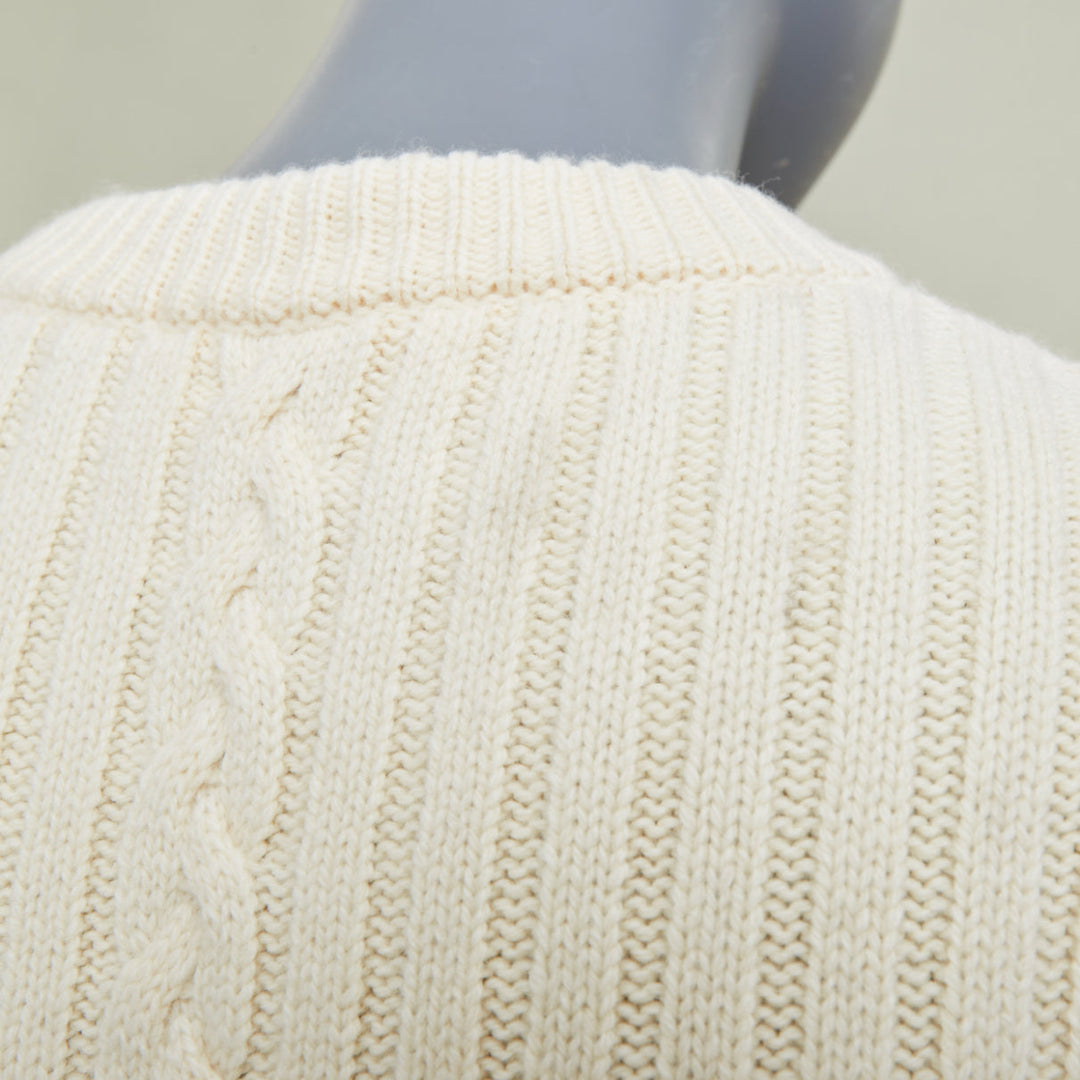 ALEXANDER MCQUEEN 2021 beige wool cashmere asymmetric drape peplum sweater S