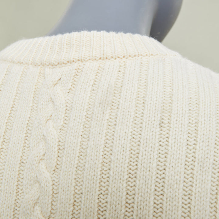 ALEXANDER MCQUEEN 2021 beige wool cashmere asymmetric drape peplum sweater S
