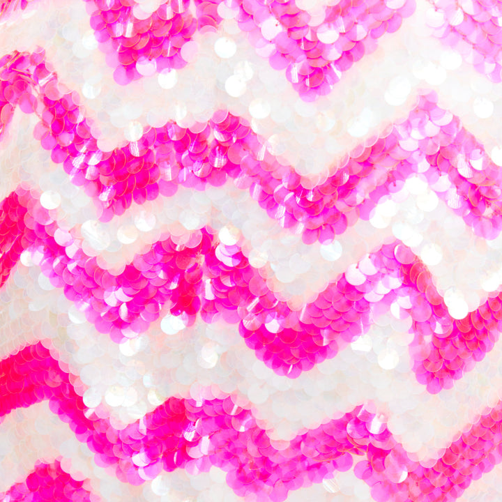 ASHISH white neon hot pink chevron paillettes sequin mini skirt XS