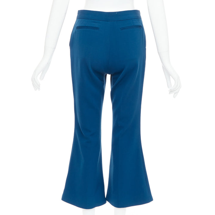 STELLA MCCARTNEY 2016 100% wool blue flare cropped pants IT38 XS