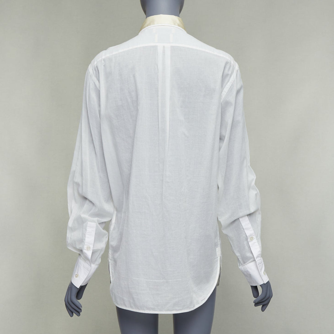 BOTTEGA VENETA 2019 white cotton cream silk blend quilted panels shirt IT42 M