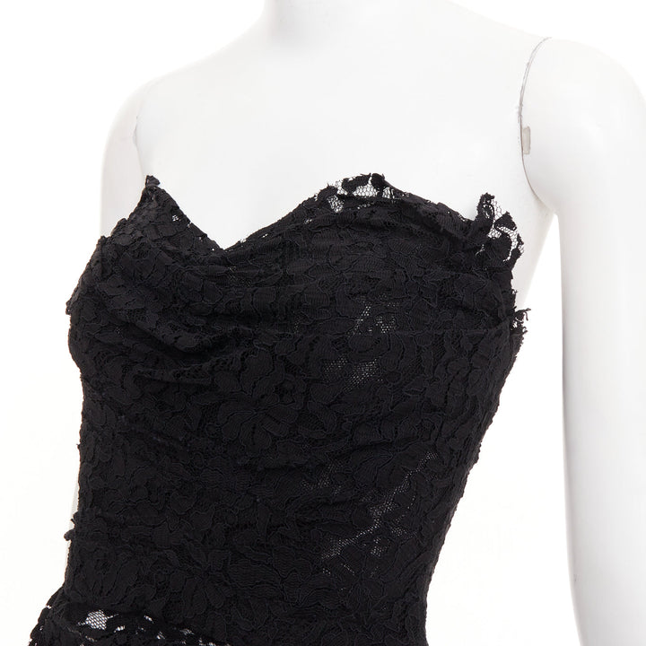 DOLCE GABBANA 2010 Runway black lace strapless boned corset mini dress IT36 XXS