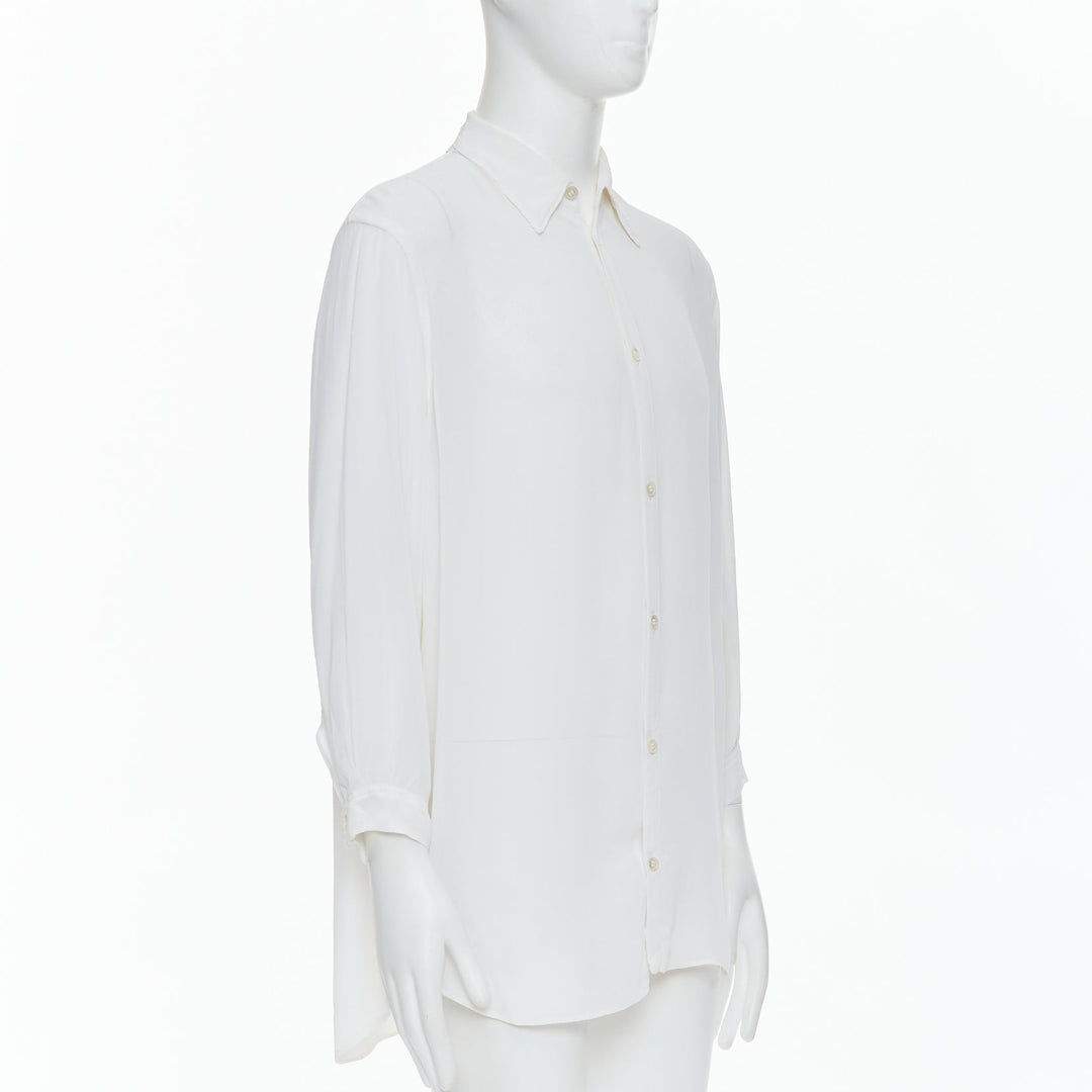 Male mannequin wearing Yohji Yamamoto Y's White Rayon Men Shirt in Size  M | Available at JHROP