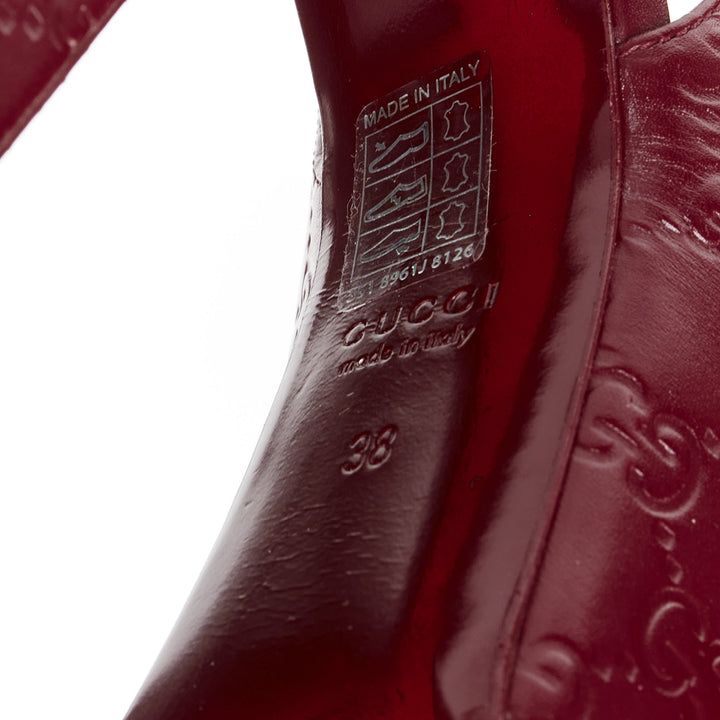 GUCCI 2024 Runway Ottavia burgundy GG embossed leather chunky platform heel EU38