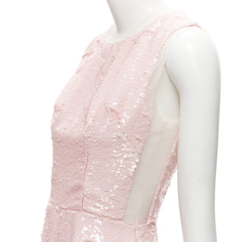 SIMONE ROCHA 2019 Runway blush pink sequins dropped seam midi dress UK6 XS