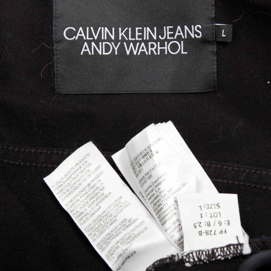 CALVIN KLEIN 205W39NYC Raf Simons Andy Warhol black pop art trucker jacket L