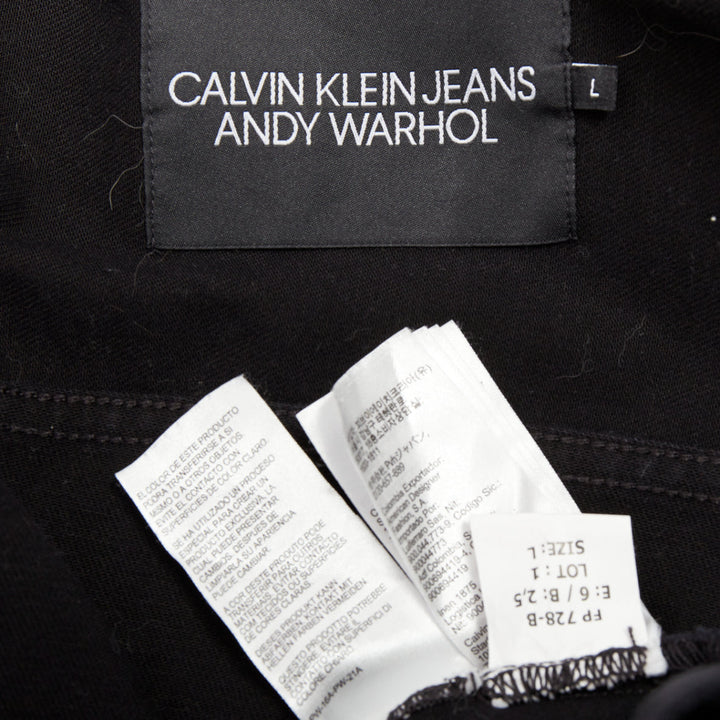CALVIN KLEIN 205W39NYC Raf Simons Andy Warhol black pop art trucker jacket L