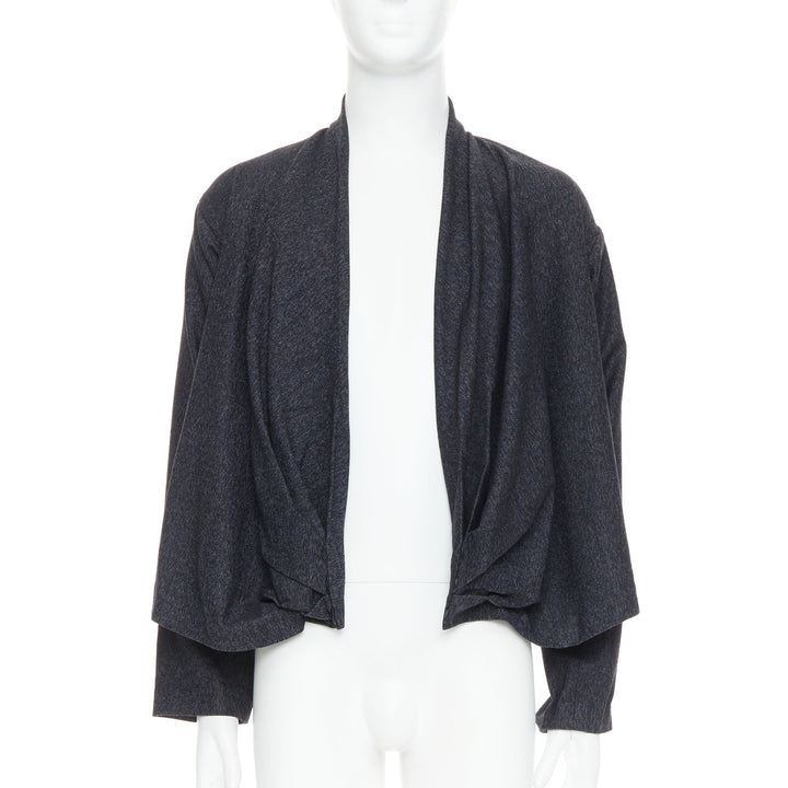 CHRISTOPHE LEMAIRE 100% wool grey cross wrapped cropped cardigan sweater Sz 3