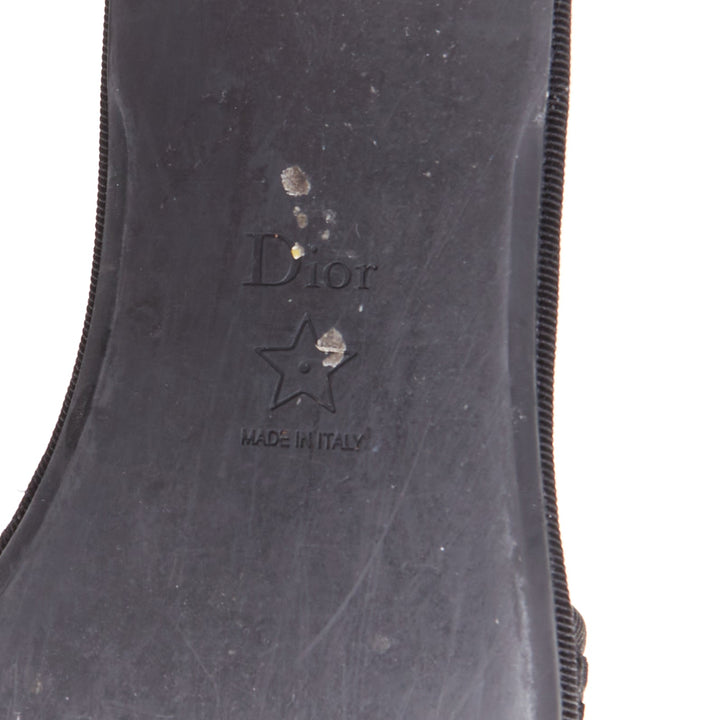 DIOR Chez Moi black velvet cannage quilted velvet flat slides EU35