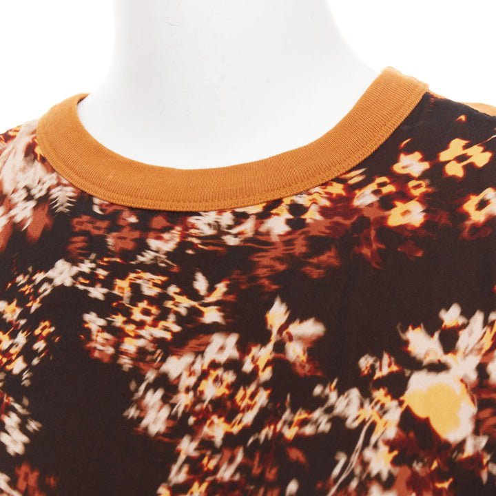 DRIES VAN NOTEN 2021 Hernet brown black cotton blurry floral cap sweater S