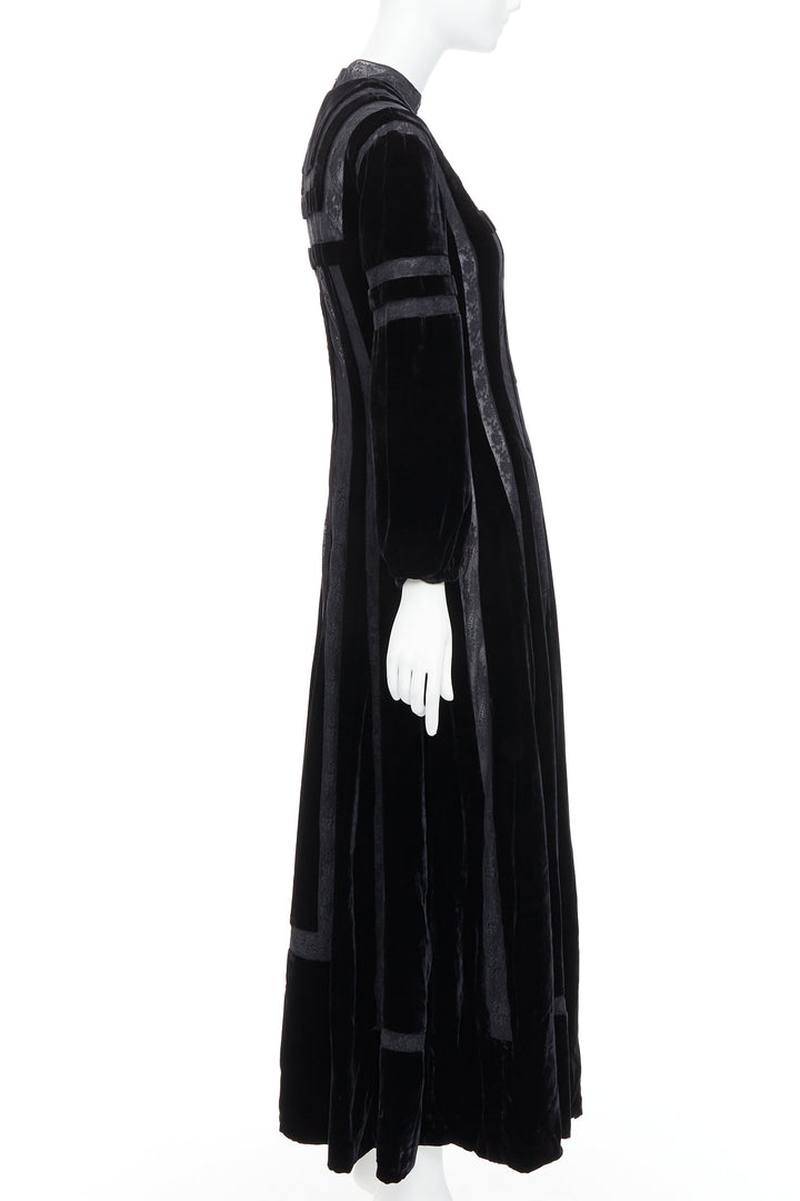 rare DIOR 2017 Runway black velvet sheer lace trim gown dress FR36 S