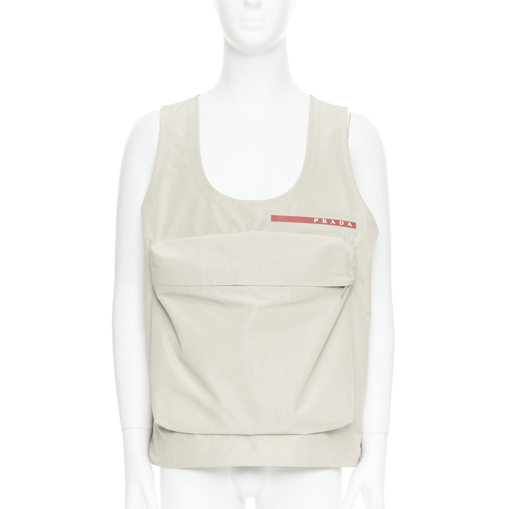 PRADA Linea Rossa LR-MX019 Technical fabric beige large pocket utility vest M