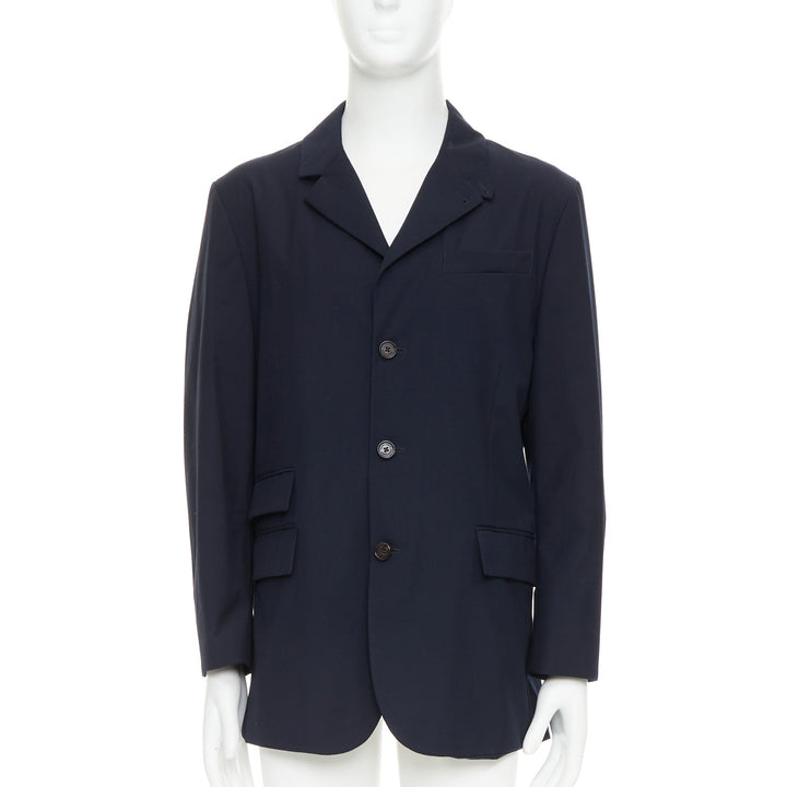 RALPH LAUREN Purple Label navy twill 3 flap pockets double vent coat XL