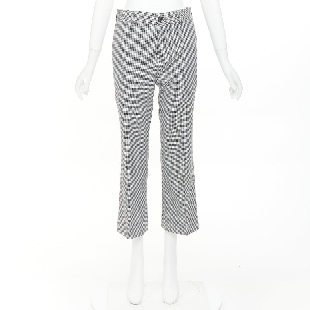 BALENCIAGA 2018 grey wool houndstooth mid waist pleated cropped pants FR36 S