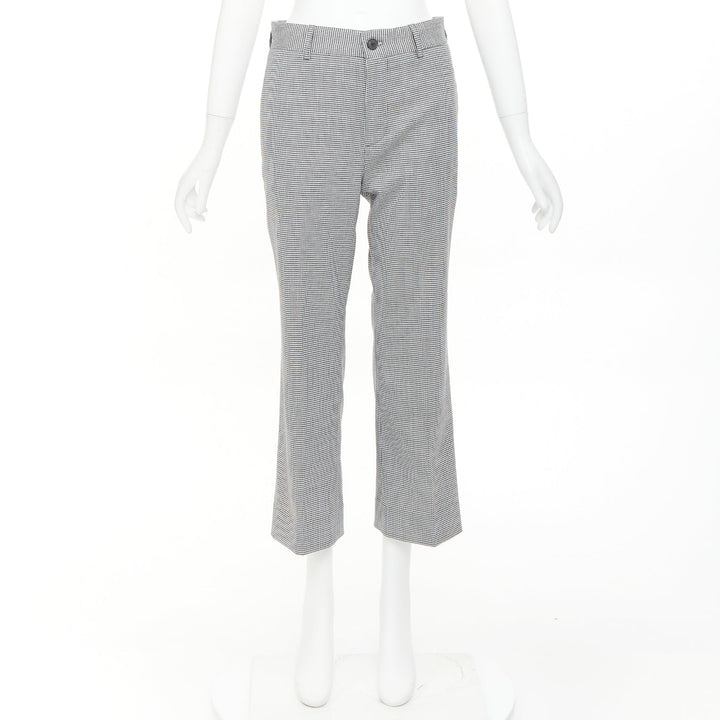 BALENCIAGA 2018 grey wool houndstooth mid waist pleated cropped pants FR36 S