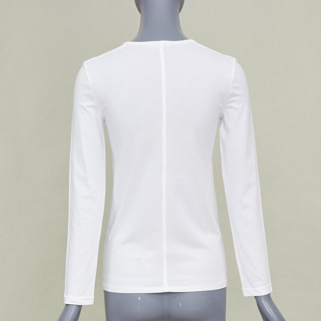 THE ROW Core Essentials Back Seam optic white combed cotton long sleeve top XS