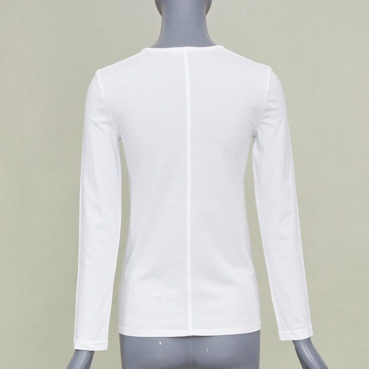 THE ROW Core Essentials Back Seam optic white combed cotton long sleeve top XS