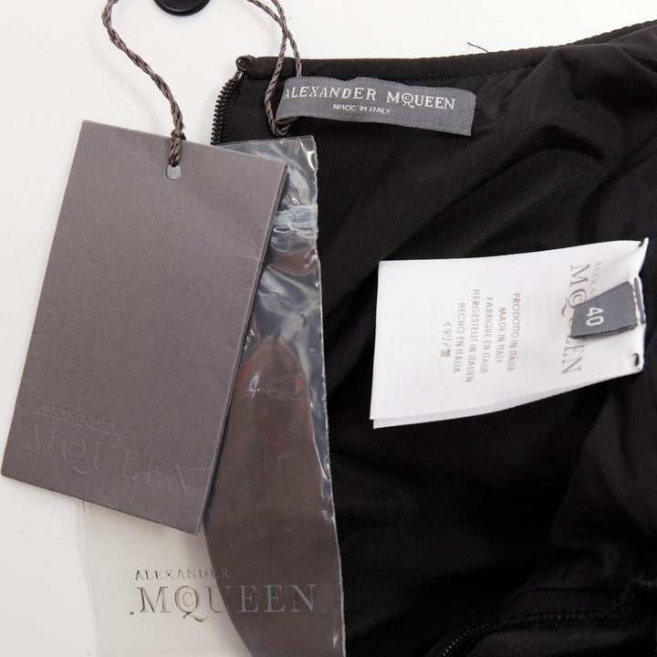 ALEXANDER MCQUEEN 2013 black cotton scoop neck short sleeve mini dress IT40 S