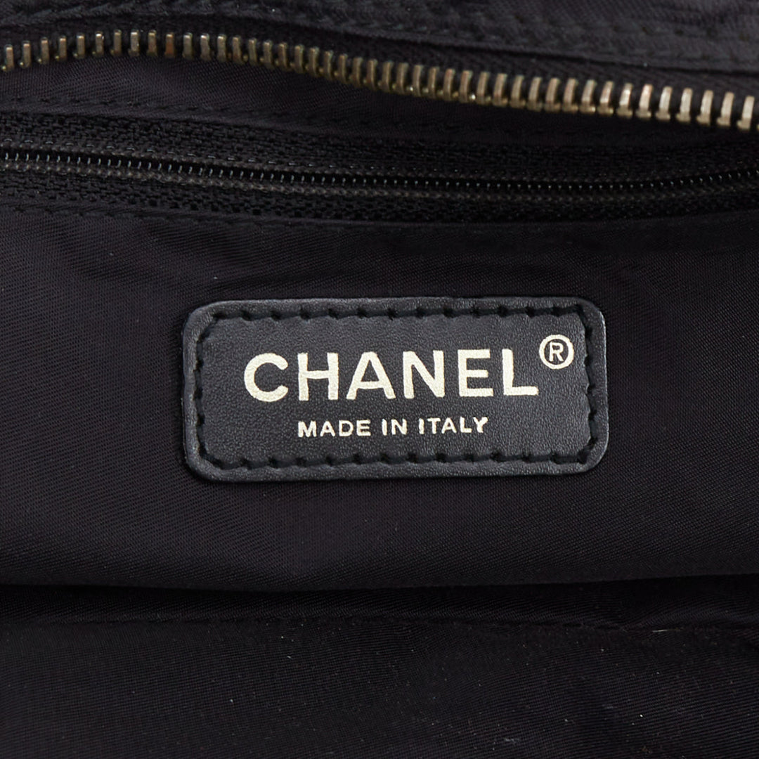 CHANEL 2002 New Travel Line black jacquard nylon mini Boston bowling bag