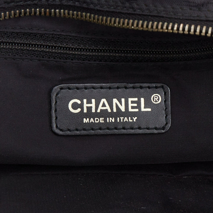 CHANEL 2002 New Travel Line black jacquard nylon mini Boston bowling bag