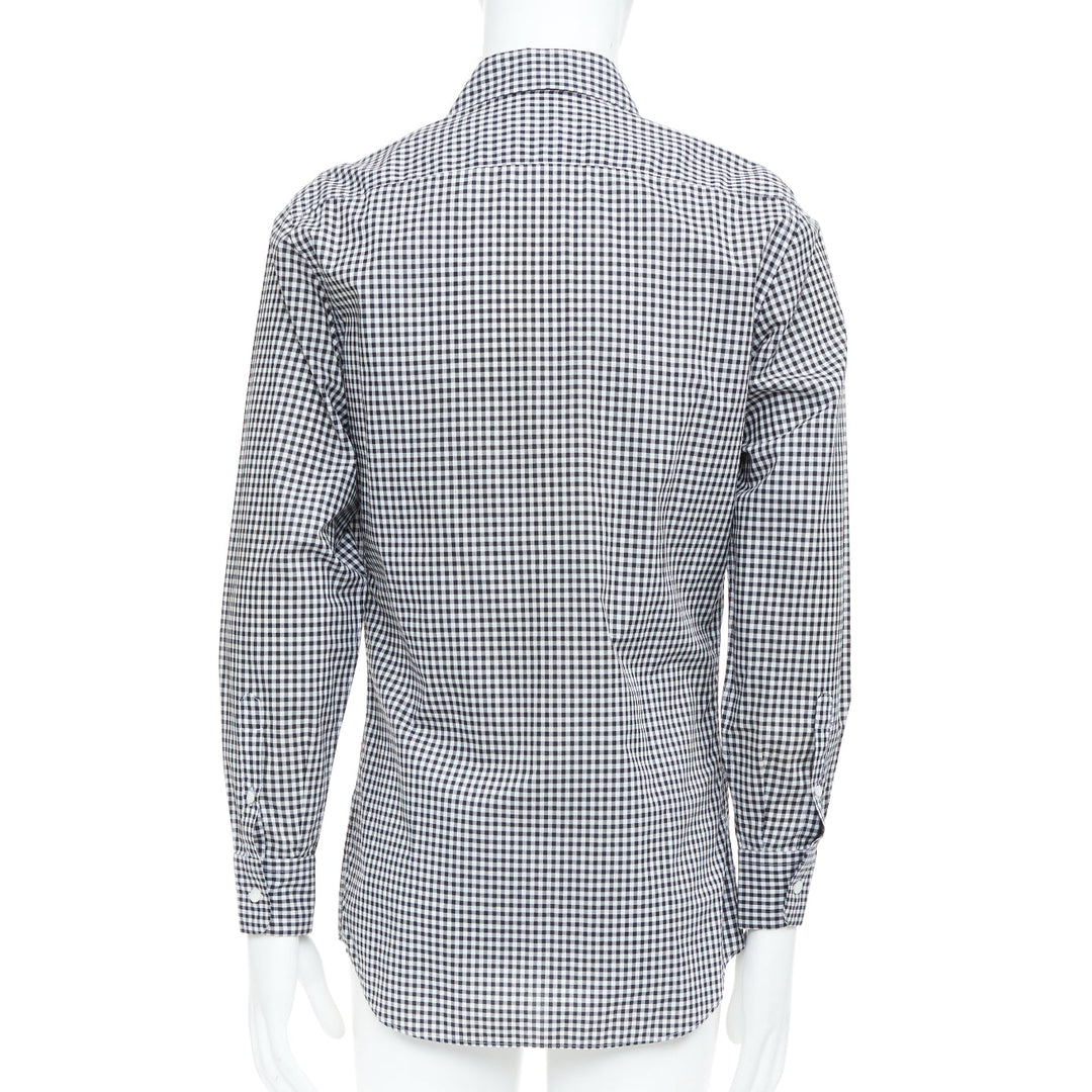 PRADA 2008 black white gingham check cotton long sleeve button shirt EU39 M