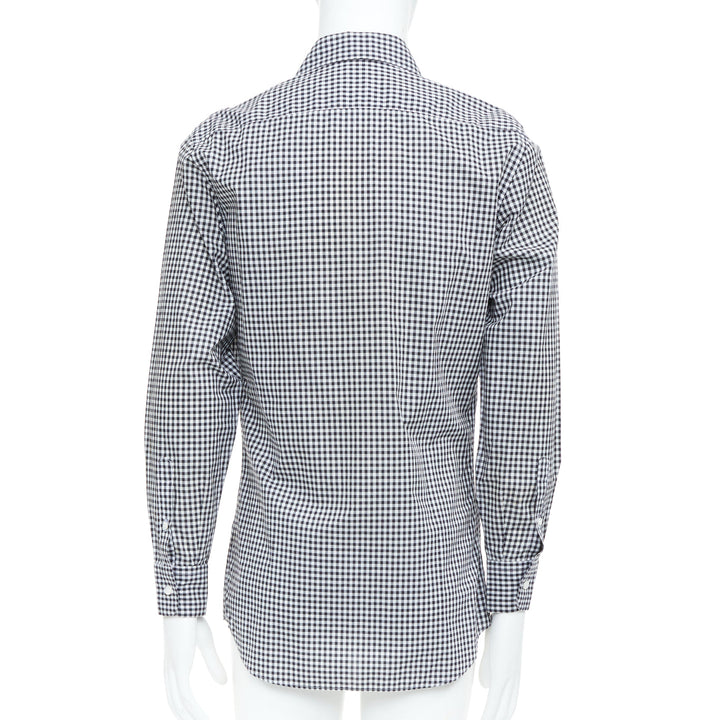 PRADA 2008 black white gingham check cotton long sleeve button shirt EU39 M
