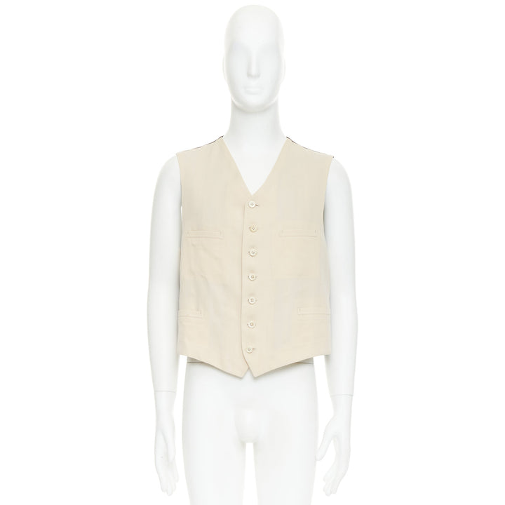 YOHJI YAMAMOTO HOMME beige wool front black silk blend back waist coat