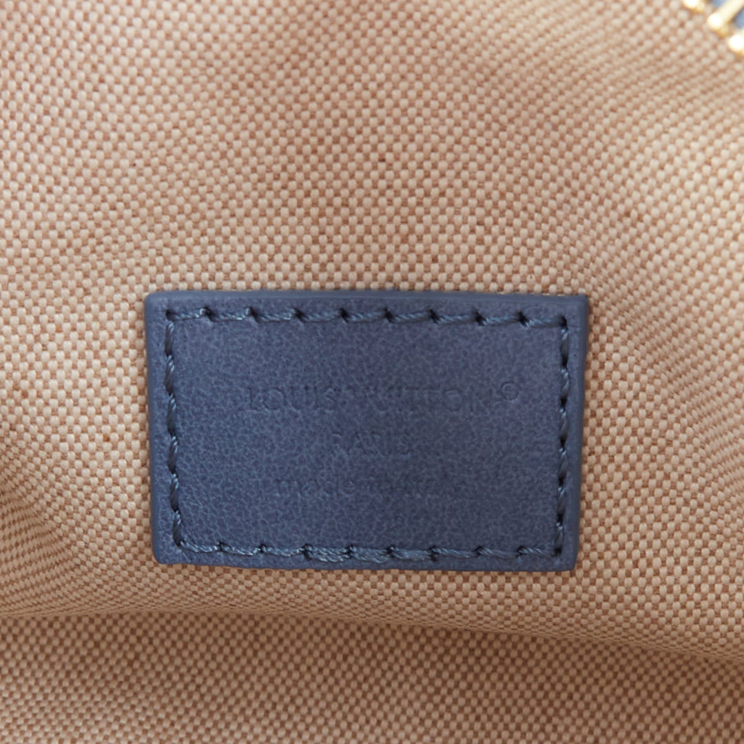 LOUIS VUITTON 2024 Speedy 18 Bandouliere blue denim Damier jacquard mini bag