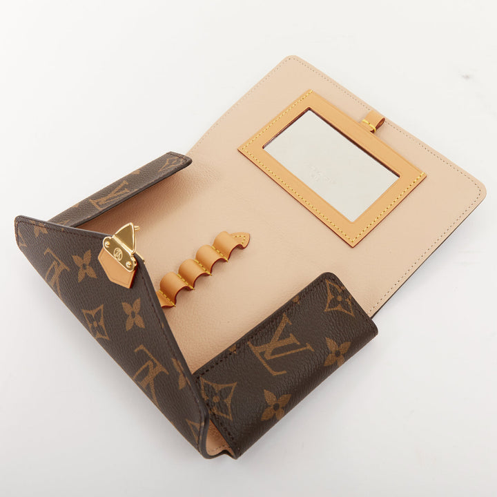 LOUIS VUITTON 2024 Metis brown monogram coated canvas S lock makeup pouch bag