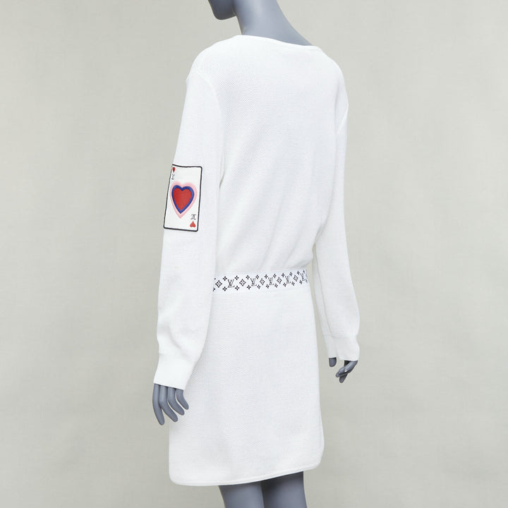 LOUIS VUITTON 2023 Queen of Hearts cream LV badge slouchy dress L
