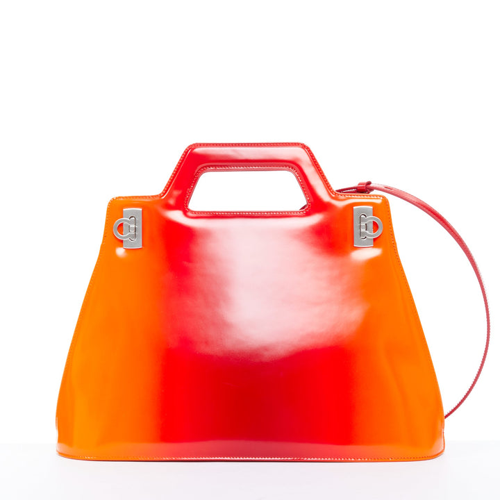 FERRAGAMO Maximilian Davis 2023 Runway Wanda sunset red orange airbrush bag