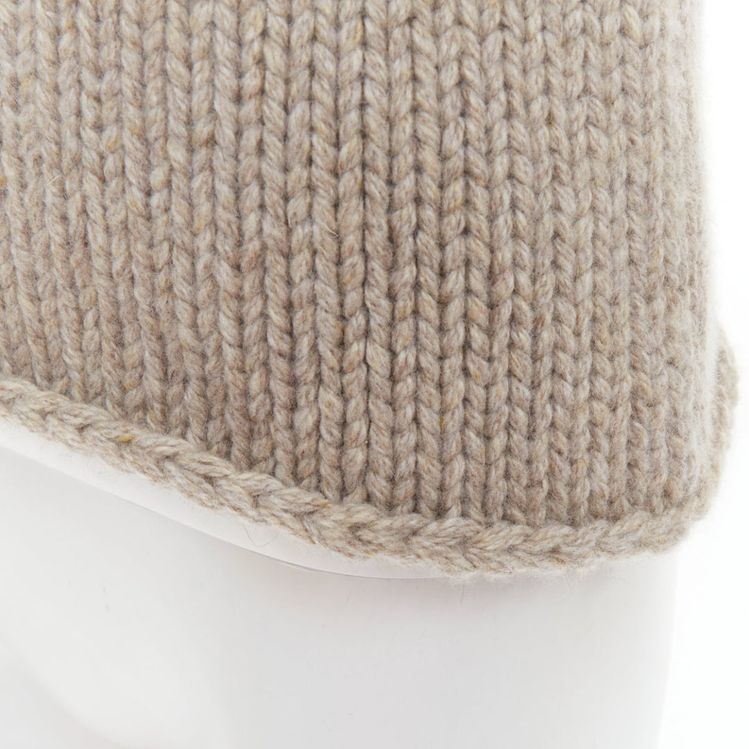 KHAITE taupe beige heavy wool cashmere chunky knit turtleneck sweater vest XS
