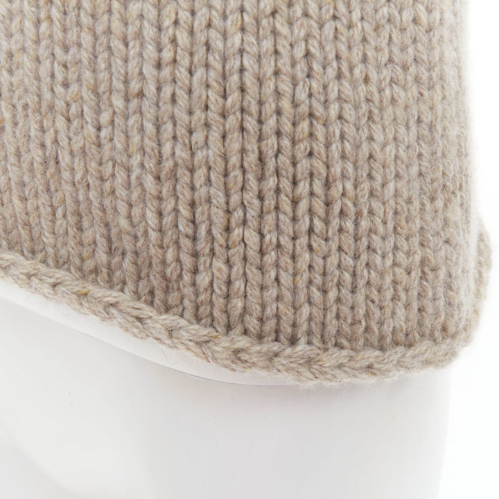KHAITE taupe beige heavy wool cashmere chunky knit turtleneck sweater vest XS