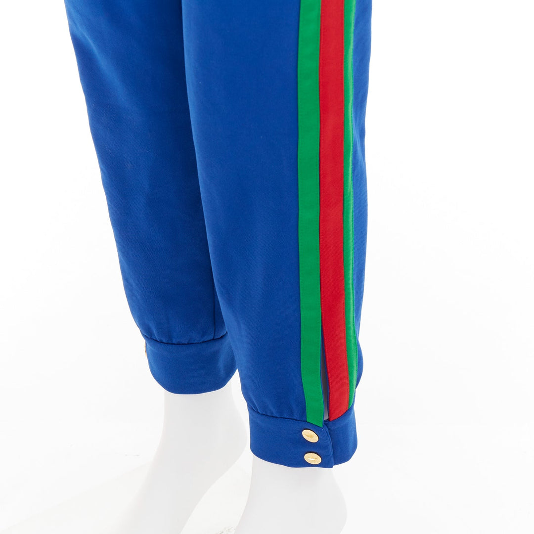 GUCCI ADIDAS 2022 blue white logo web 3 stripe trim track sweat pants XS