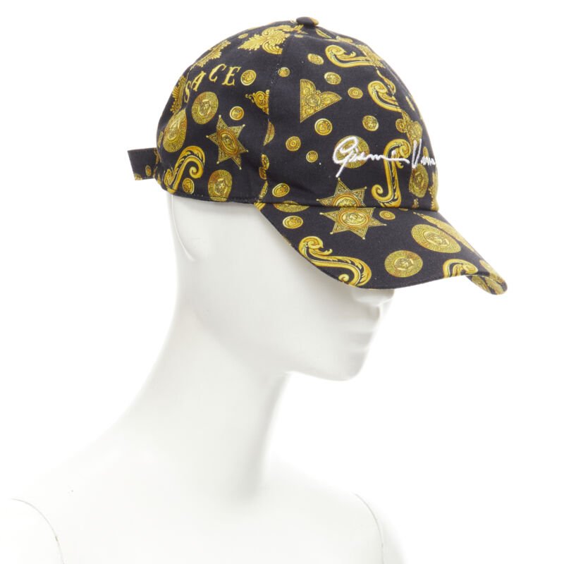 VERSACE Rodeo Barocco black gold Medusa print baseball dad cap 58cm M 7 1/4