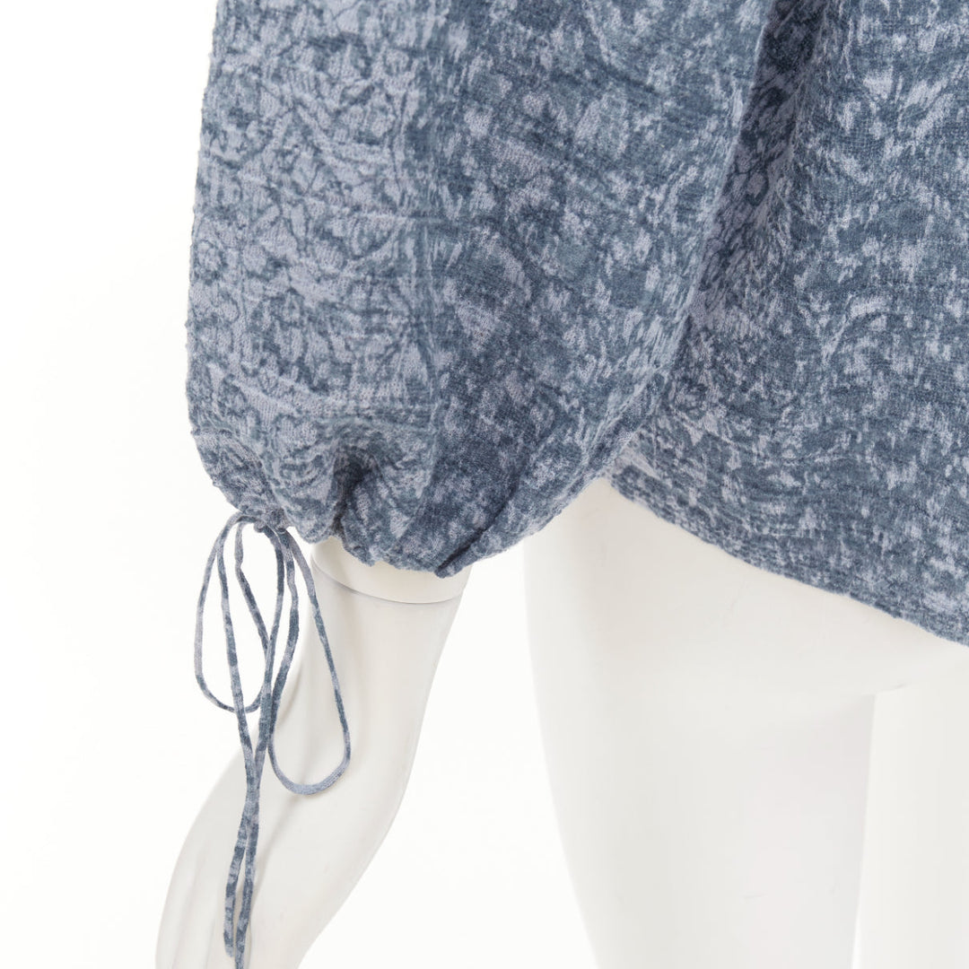 CHANEL 2013 Runway blue floral print  balloon sleeves pullover sweater FR44 2XL