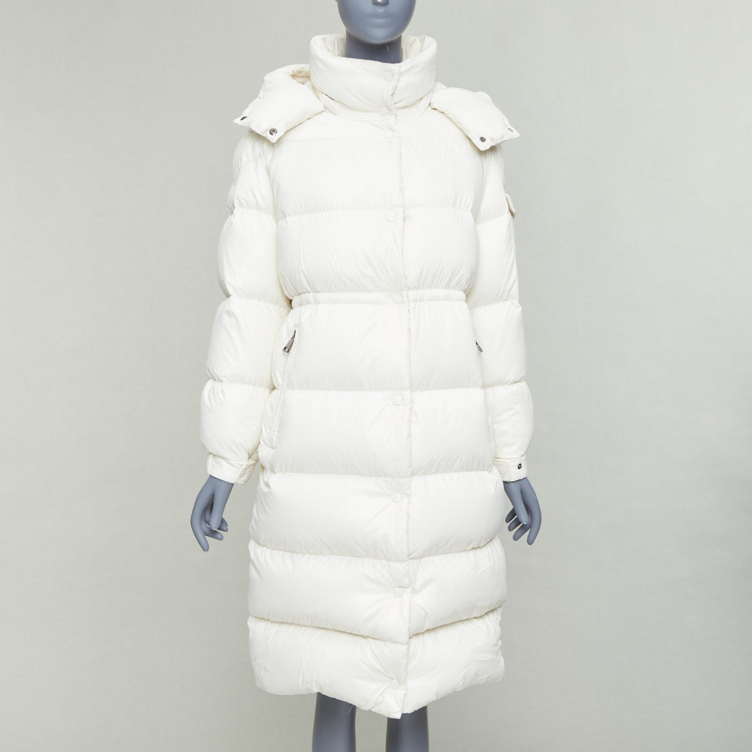 MONCLER Cavettaz Giubbotto off white goose down long puffer coat Sz1