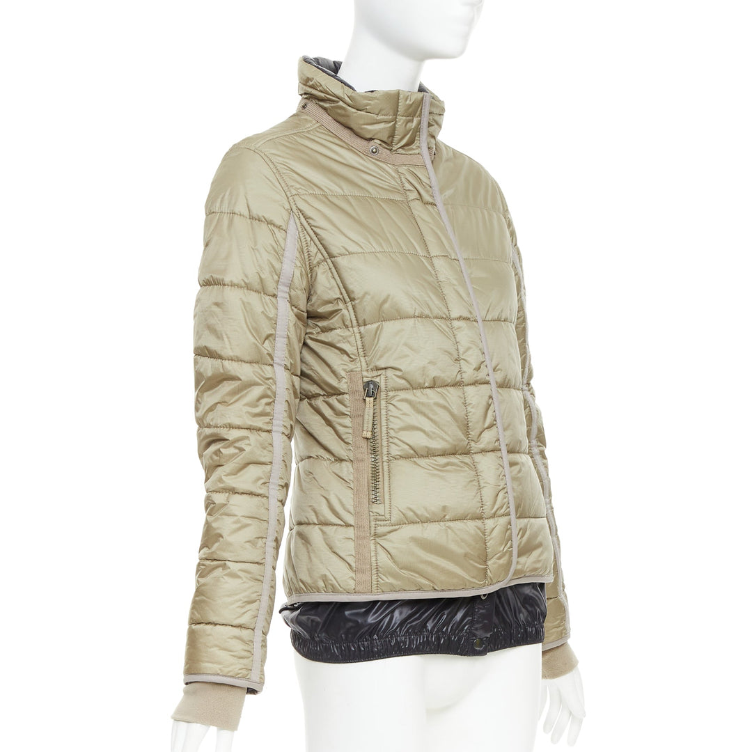 FRAUENSCHUH Limited Edition handcrafted khaki nylon zip snow puffer jacket XS
