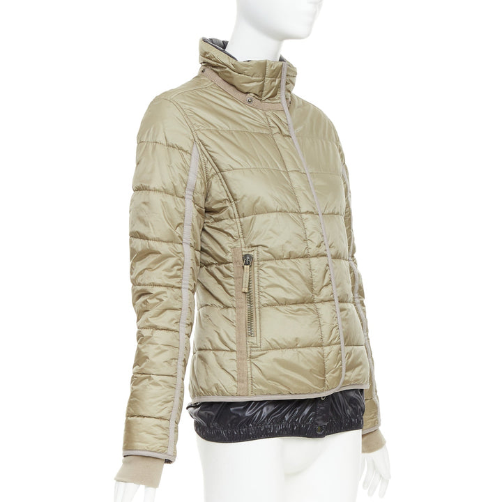 FRAUENSCHUH Limited Edition handcrafted khaki nylon zip snow puffer jacket XS