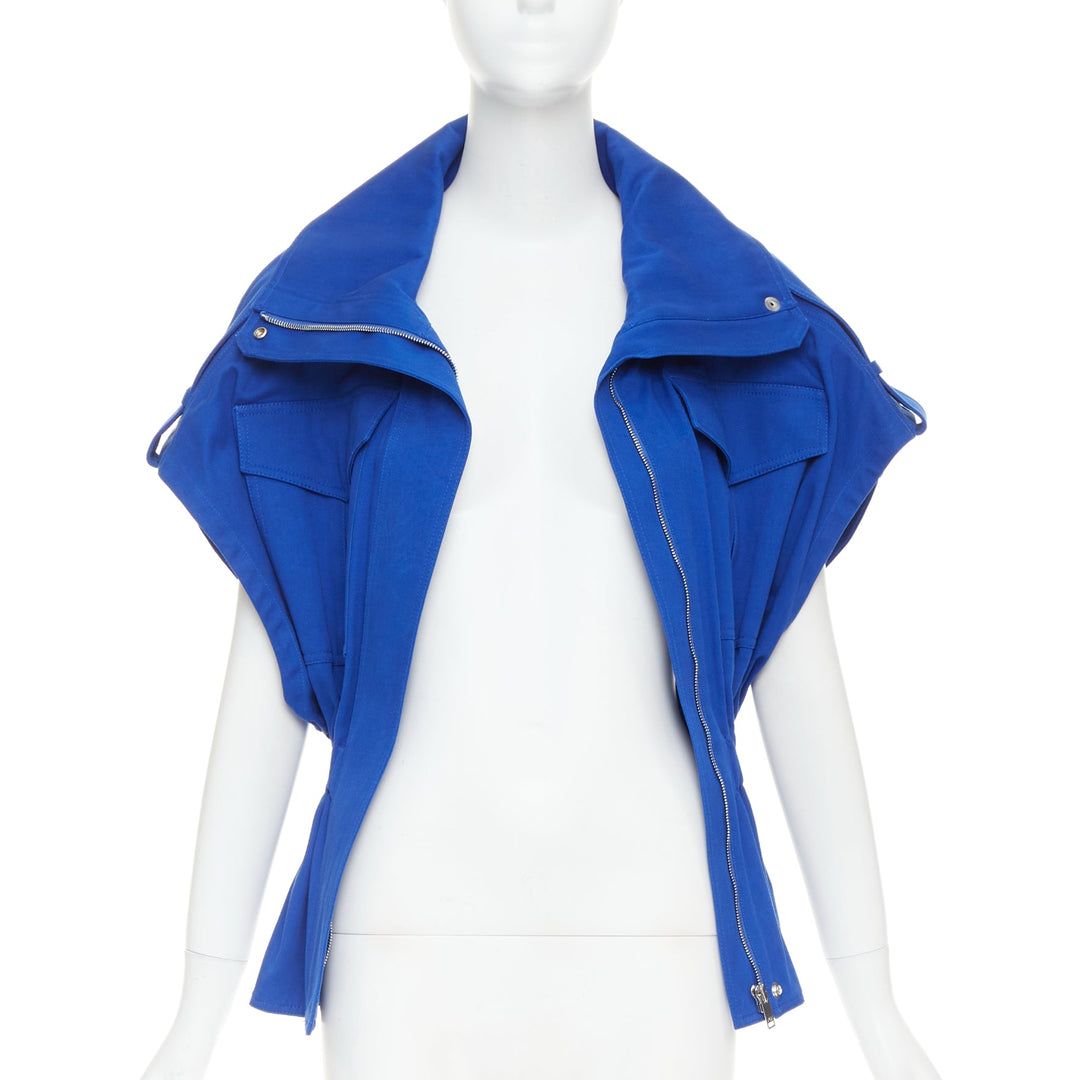 ALEXANDRE VAUTHIER elecrtic blue cinched military safari vest jacket FR36 S