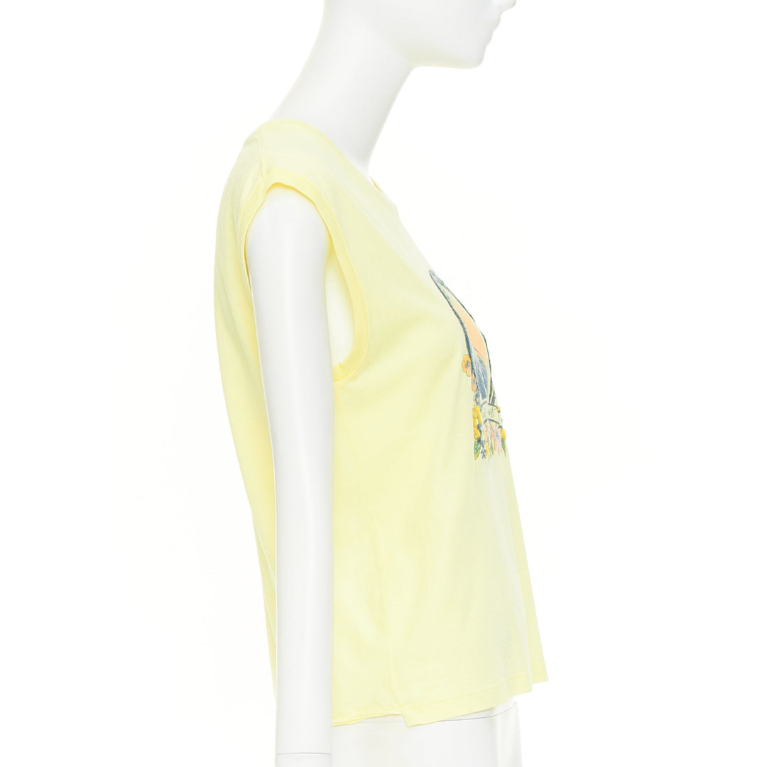 SAINT LAURENT 2020 Surfer Graphic  light yellow multi print muscle tank top XS
