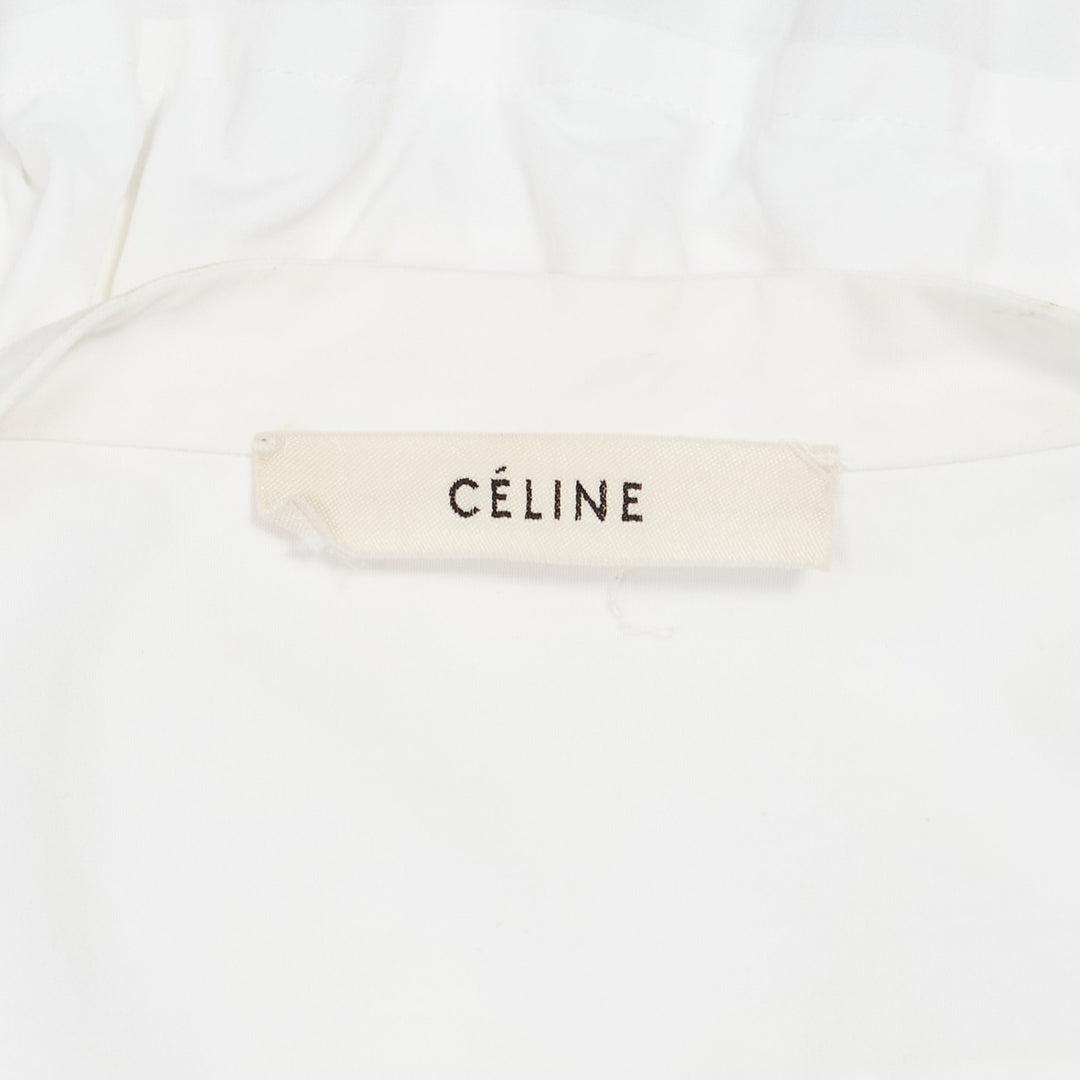 OLD CELINE Phoebe Philo white cotton silver d ring belt minimal shirt FR36 S