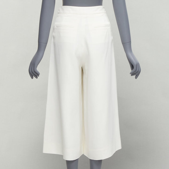 STELLA MCCARTNEY 2017 white silk lined front pleats culotte pants IT34 XXS