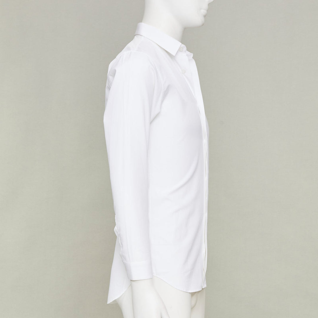 DIOR HOMME white solid cotton bee embroidered logo button down shirt EU37 XS