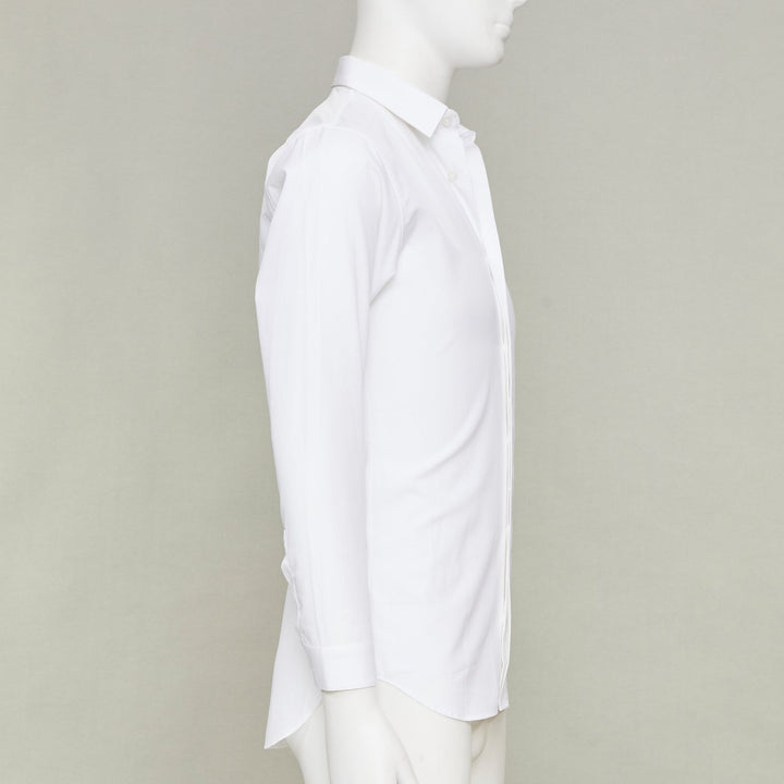 DIOR HOMME white solid cotton bee embroidered logo button down shirt EU37 XS